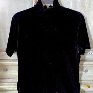 Ladies’ Black Velvet, Mock Neck,  Short Sleeve Shirt